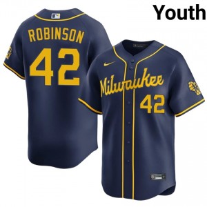 Navy Jackie Robinson #42 Milwaukee Brewers Baseball Stitched Jersey | Replica Youth Fit 79615755