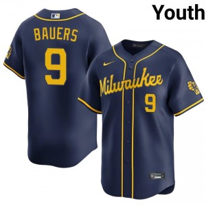 Navy Jake Bauers #9 Milwaukee Brewers Baseball Stitched Jersey | Iconic Youth Fit 52507876
