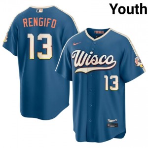 Brewers Luis Rengifo #13 Blue Youth City Connect Baseball Jersey | 2026 Season Genuine 18451848