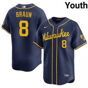 Ryan Braun #8 Milwaukee Brewers Baseball Jersey | MLB Youth Navy Stitched Edition 77389936
