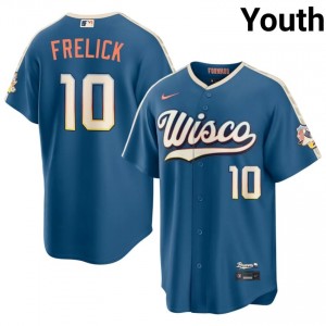 #10 Sal Frelick Pro-Grade Youth City Connect Baseball Jersey | Milwaukee Brewers Blue Fan Gear 37928814