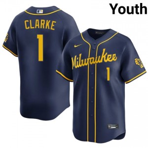 #1 Taylor Clarke Game Youth Baseball Jersey | Milwaukee Navy Fan Gear 87142312