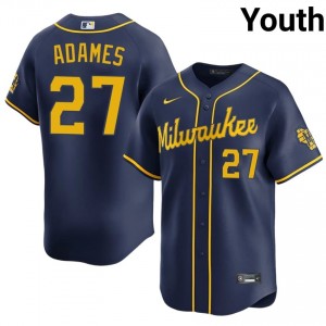 Willy Adames #27 MIL Brewers Baseball Jersey | Game-Day Youth Navy Stitched Edition 55562091